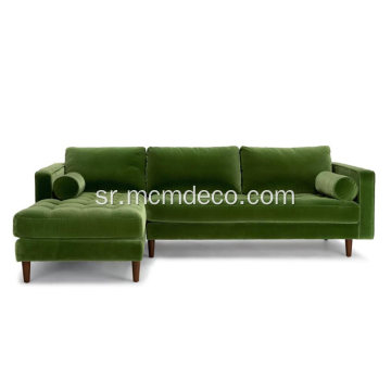 Свен зелена тканина леви пресечни кауч